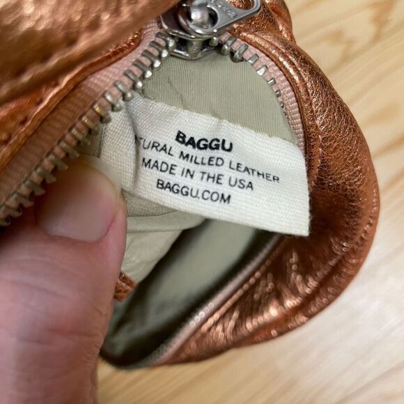 Baggu Anthropologie Delphine Leather Circle Bag Crossbody Purse Rose Gold - Picture 11 of 11